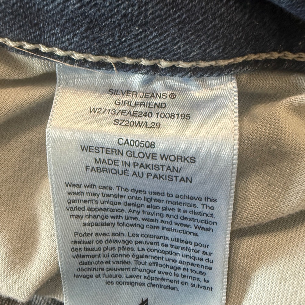 Silver Jeans Co Girlfriend Medium Wash Mid Rise Denim Jeans 20W L29 fits 43x31 - Picture 4 of 7